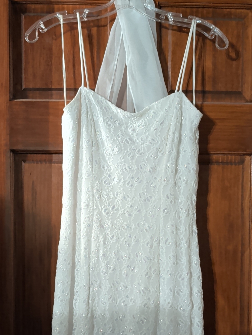 White Sparkly  Spaghetti-Strap Dress